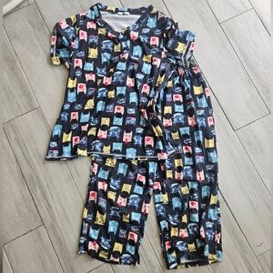 Colorful Cat Print Womens Pajamas